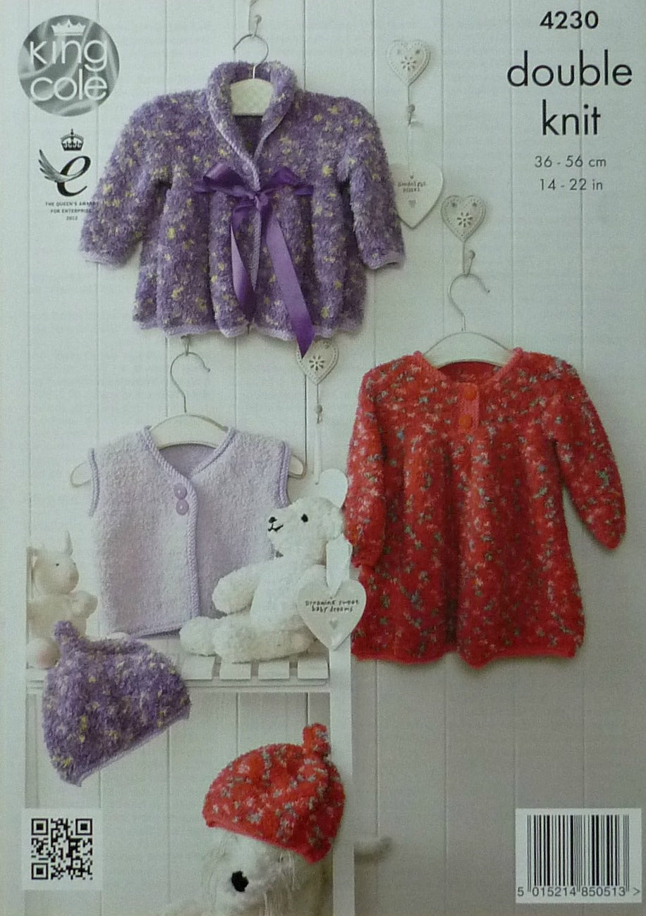 DIGITAL Knitting Pattern Baby's Smocked Jacket, Dress, Waistcoat & Hat Cuddles DK King Cole 4230