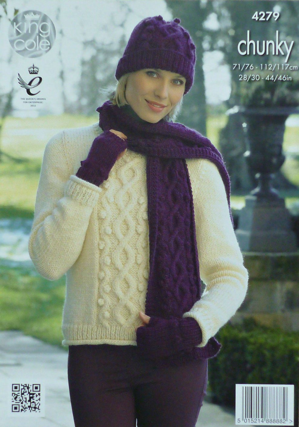 DIGITAL Knitting Pattern Ladies Cable Jumper & Hat, Cowl, Fingerless Mittens, Scarf, Hat Chunky King Cole 4279