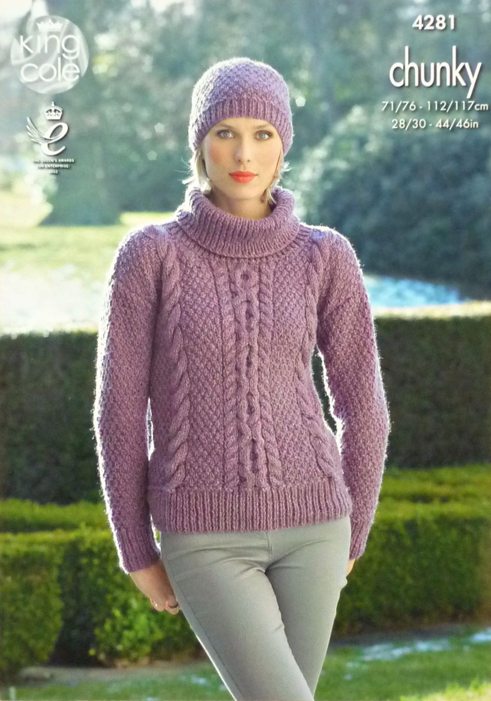 DIGITAL Knitting Pattern Ladies Cowl or Round Neck Cable Jumper & Hat Chunky King Cole 4281