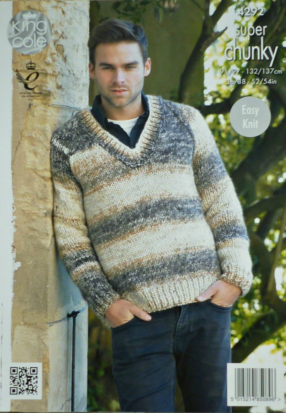 DIGITAL Knitting Pattern Mens Easy Knit Jumper & Cardigan Super Chunky King Cole 4292