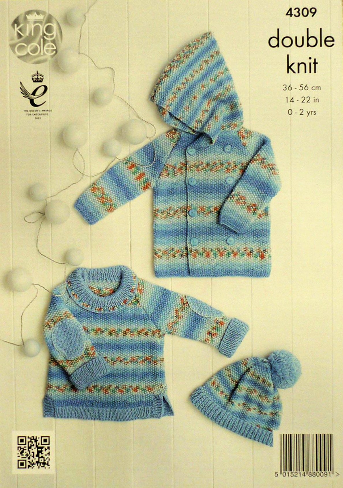 DIGITAL Knitting Pattern Hooded Coat, Jumper and Bobble Hat DK King Cole 4309