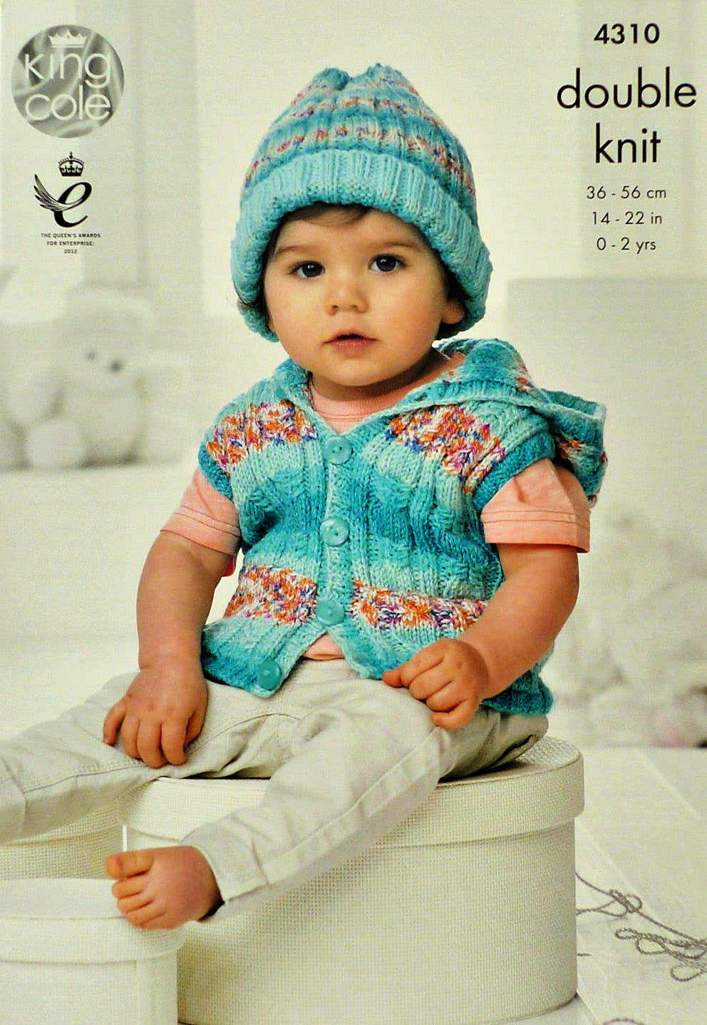 DIGITAL Knitting Pattern Hooded Waistcoat, Blanket, Jacket, Jumper & Hat DK King Cole 4310