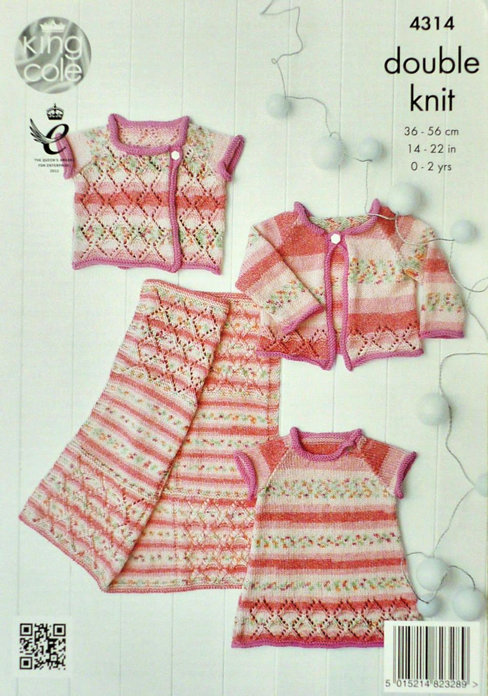 DIGITAL Knitting Pattern Baby Lace Cardigan, Blanket, Dress and Wrap Over Cardigan DK 4314