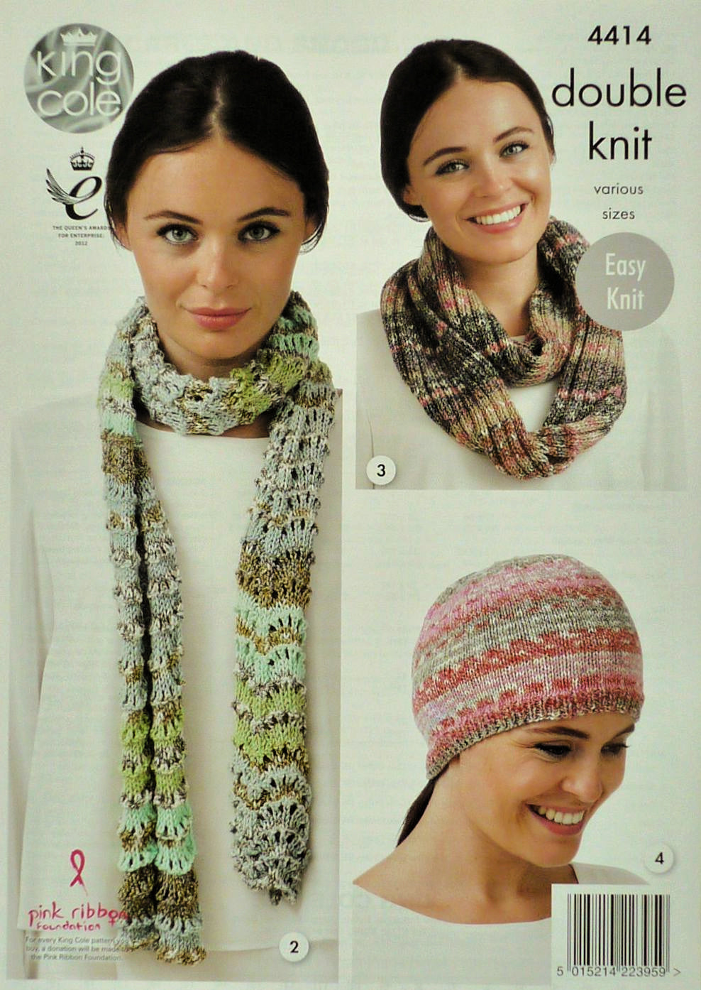 DIGITAL Knitting Pattern Ladies/Childrens Scarves, Snood, Beanie, Beret & Hat DK King Cole 4414