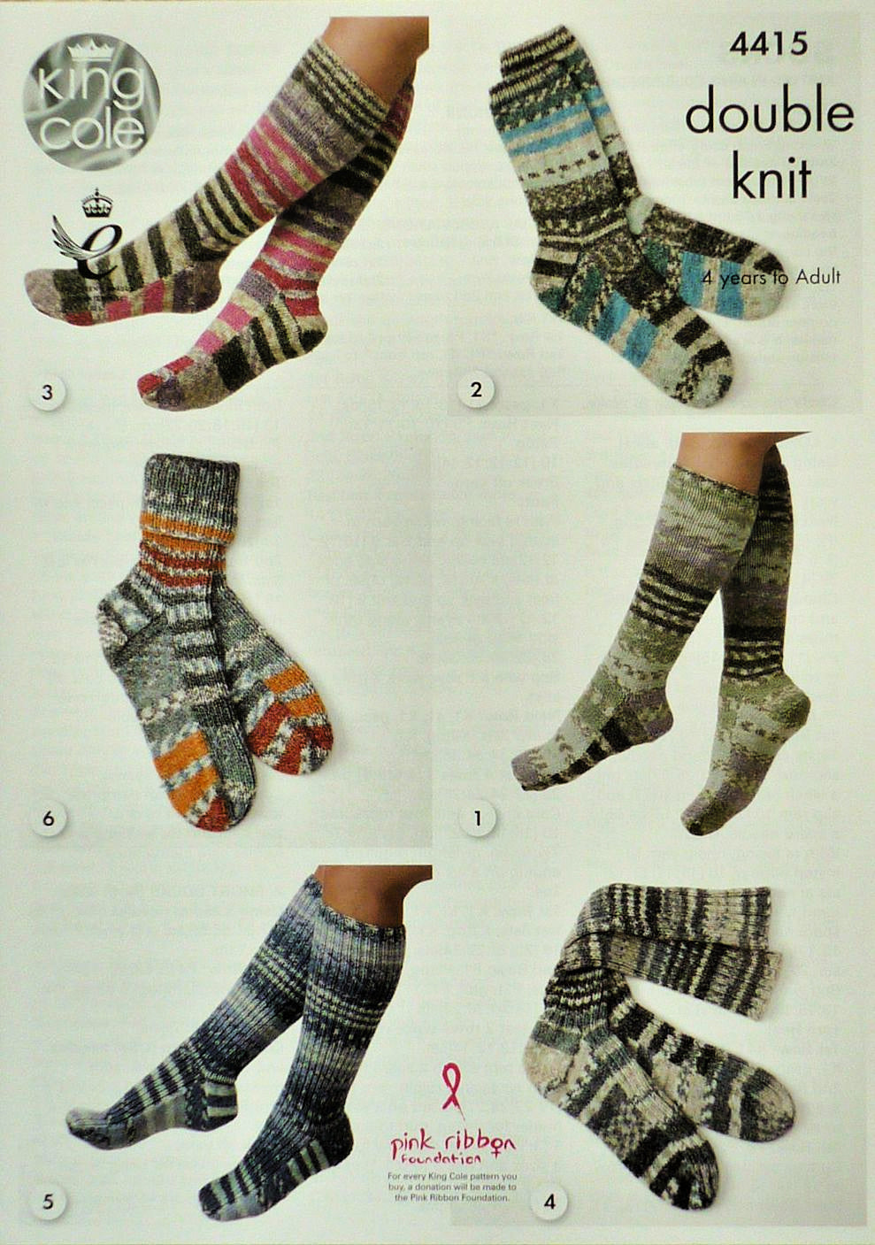 DIGITAL Knitting Pattern Ladies/Childrens/Mens Socks DK King Cole 4415