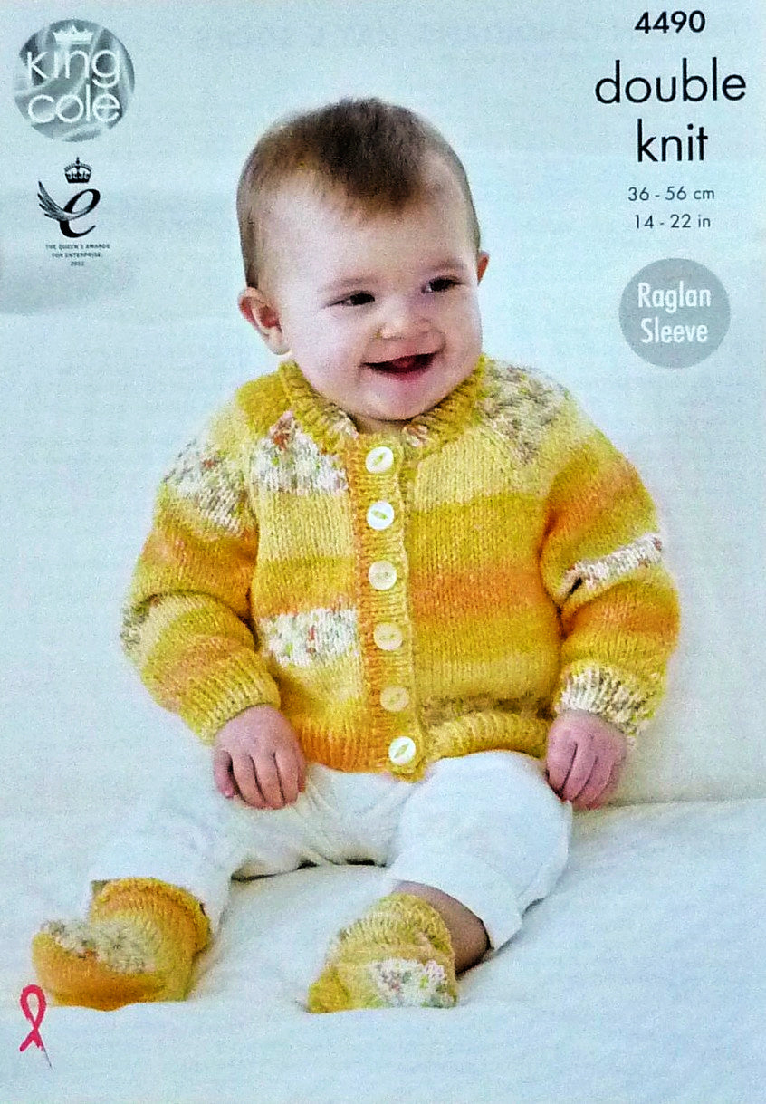 DIGITAL Knitting Pattern Baby Cardigans, Socks and Hat DK King Cole 4490