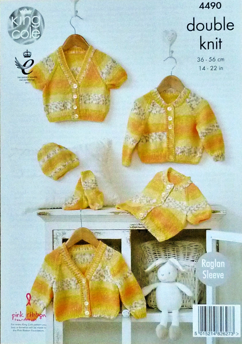 DIGITAL Knitting Pattern Baby Cardigans, Socks and Hat DK King Cole 4490