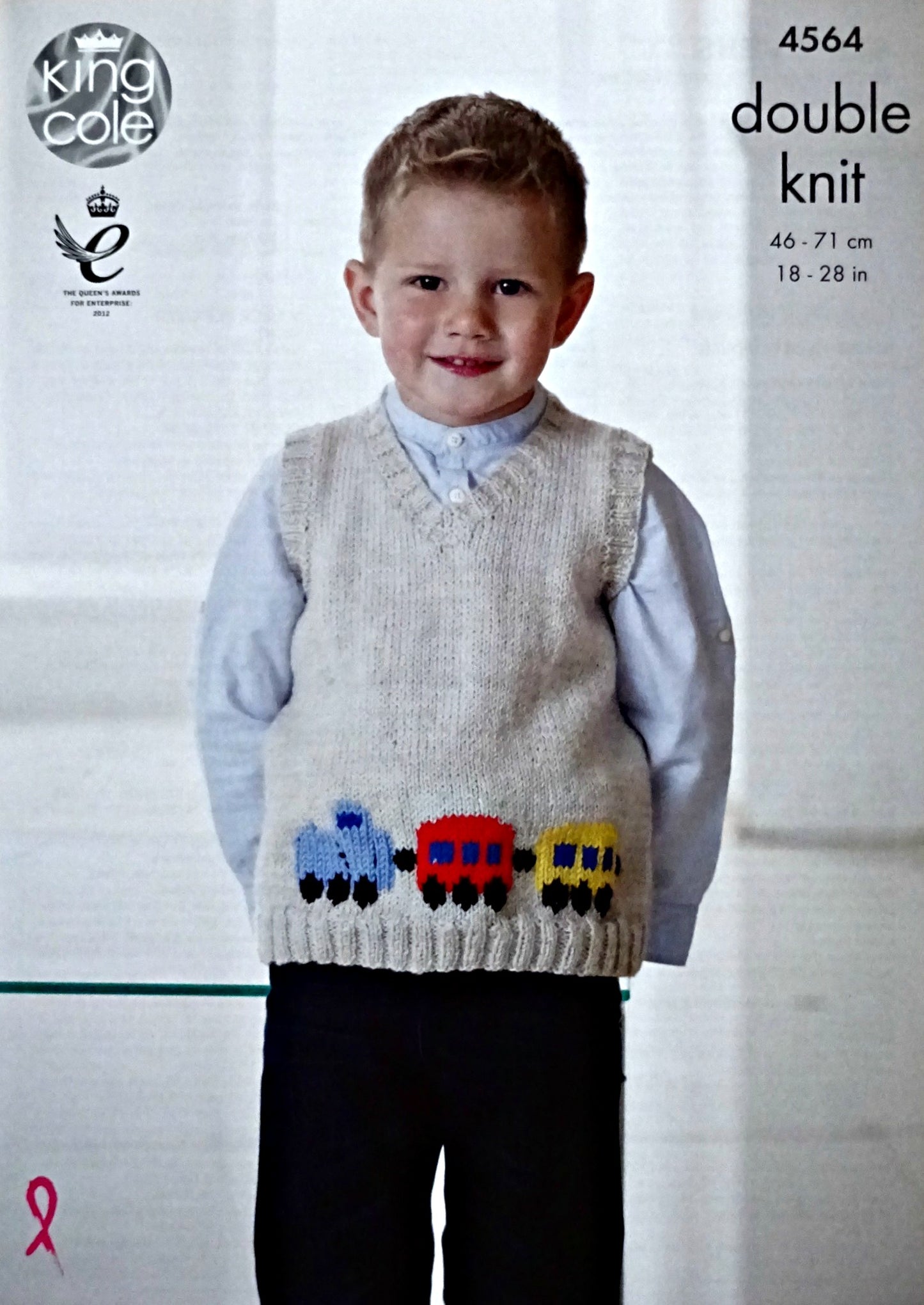 DIGITAL Knitting Pattern Boys Sleeveless V-Neck & Round Neck Train Jumpers DK KC 4564