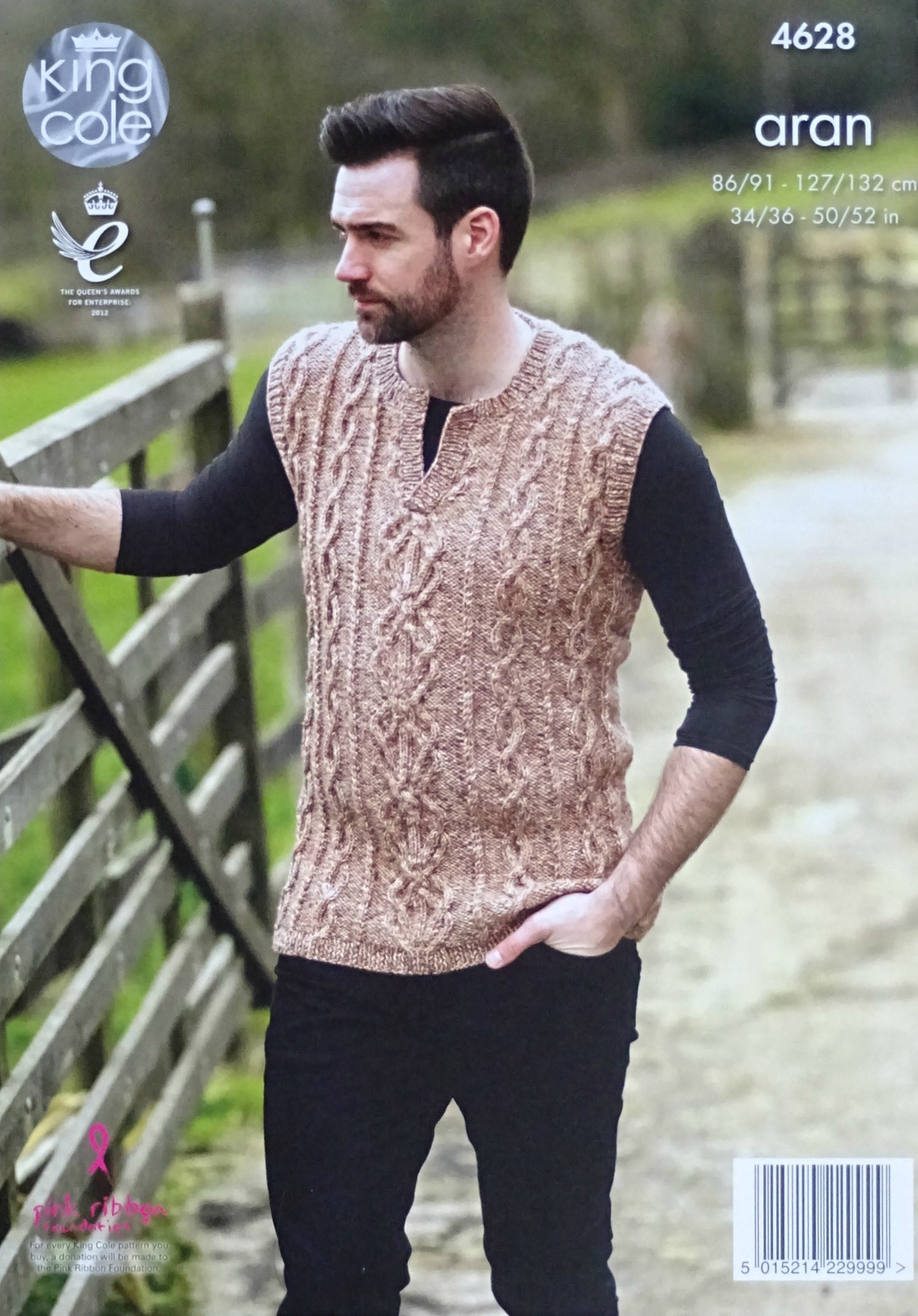 DIGITAL Knitting Pattern Mens V-Neck Cable Jumper & Slipover Aran King Cole 4628