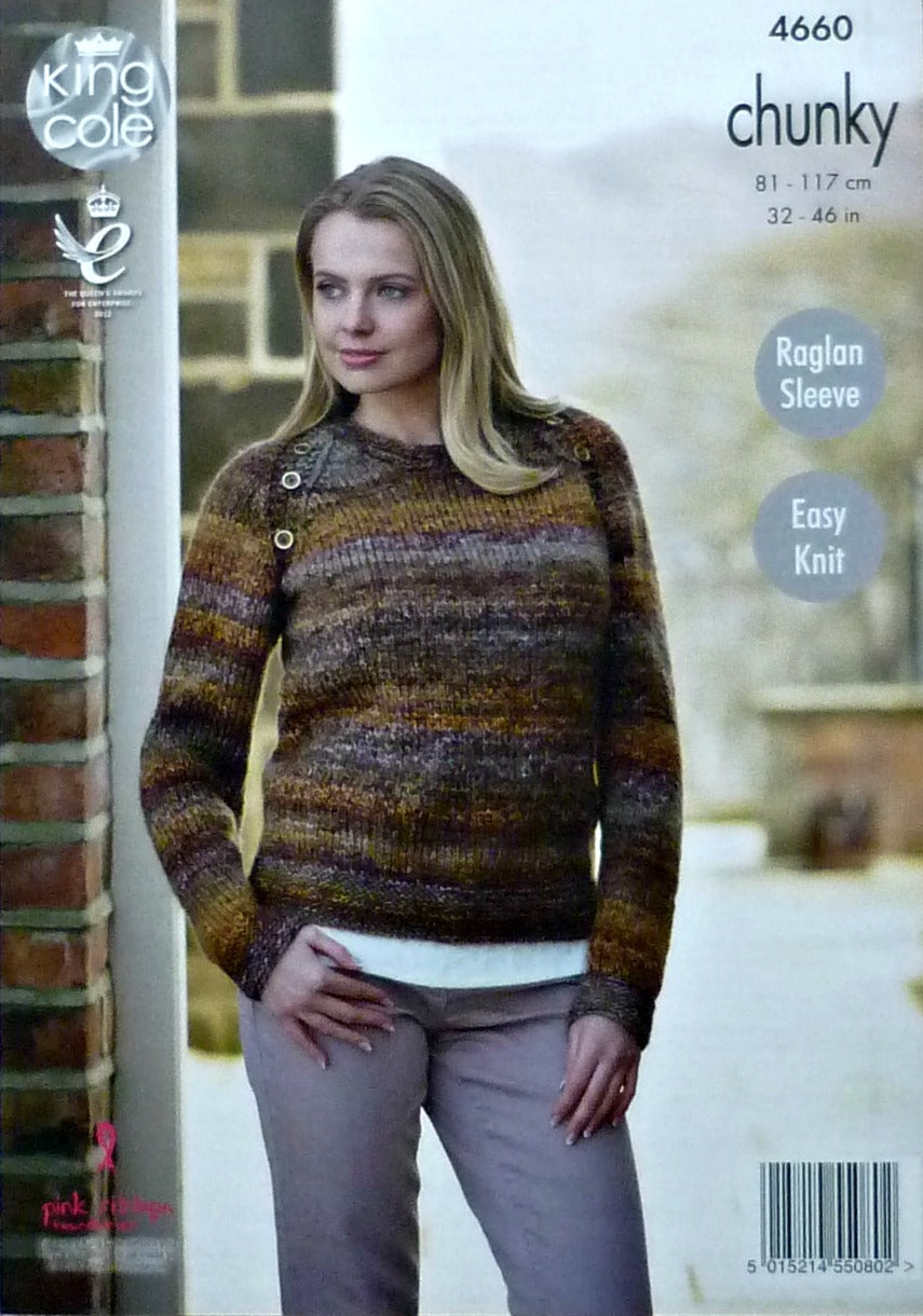 DIGITAL Knitting Pattern Ladies Easy Knit Cardigan and Jumper Chunky King Cole 4660