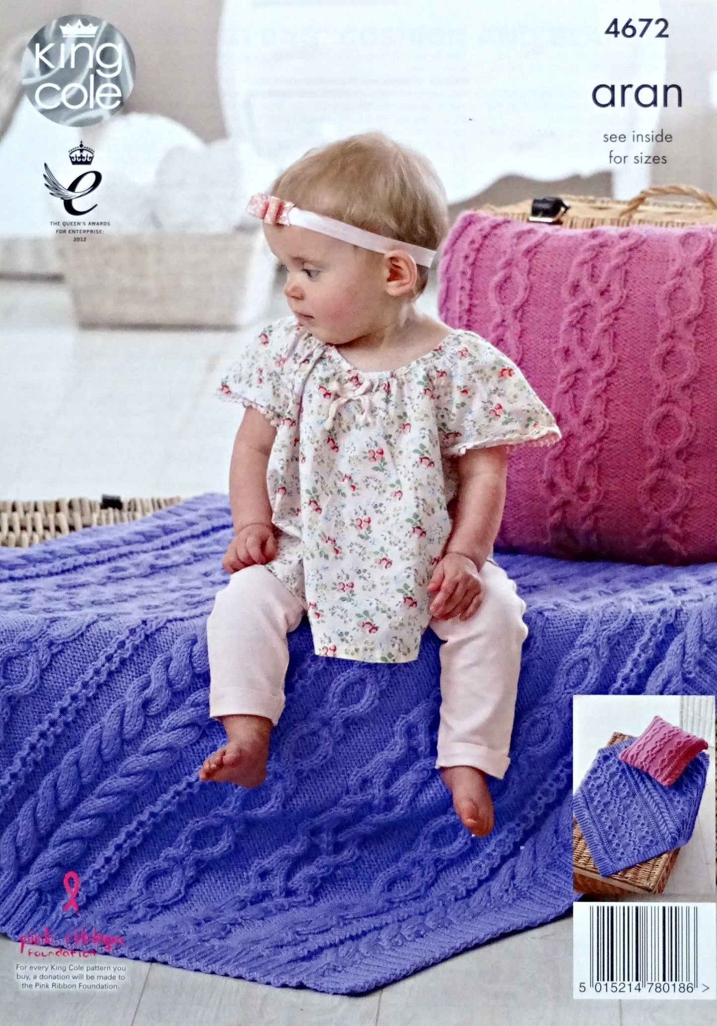 DIGITAL Knitting Pattern Baby's Cable Sleeping Bag, Blanket & Cushion Aran King Cole 4672