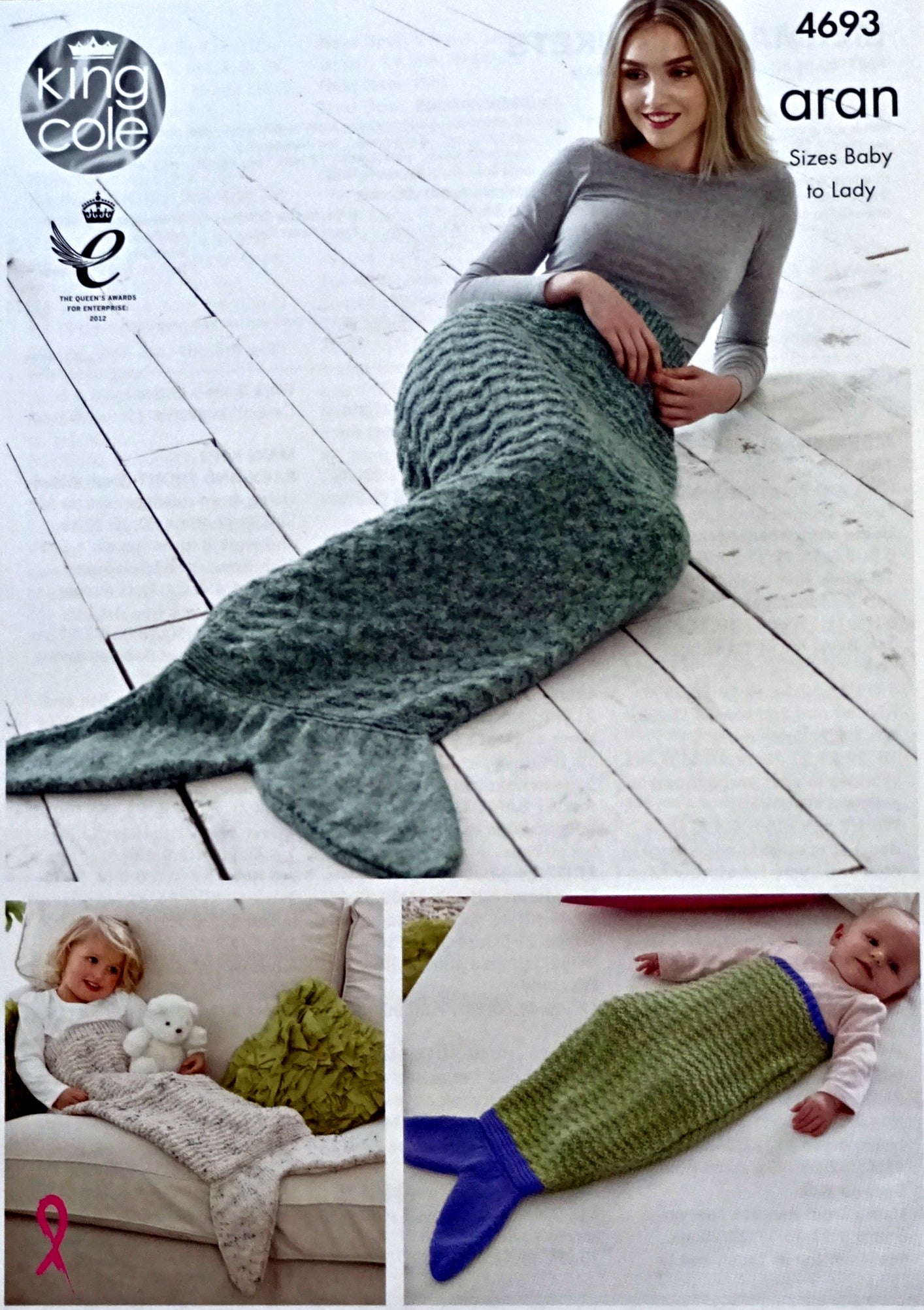 DIGITAL Knitting Pattern Ladies/Childrens/Babies Easy Knit Fish Tail Mermaid Blanket Aran 4693