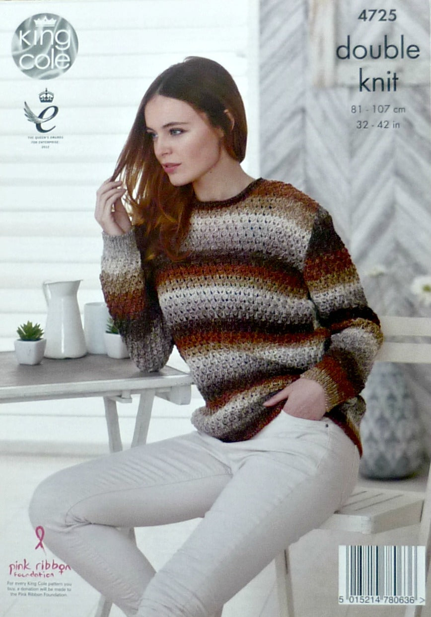 DIGITAL Knitting Pattern Ladies Long Sleeve Jumper and Cardigan DK King Cole 4725