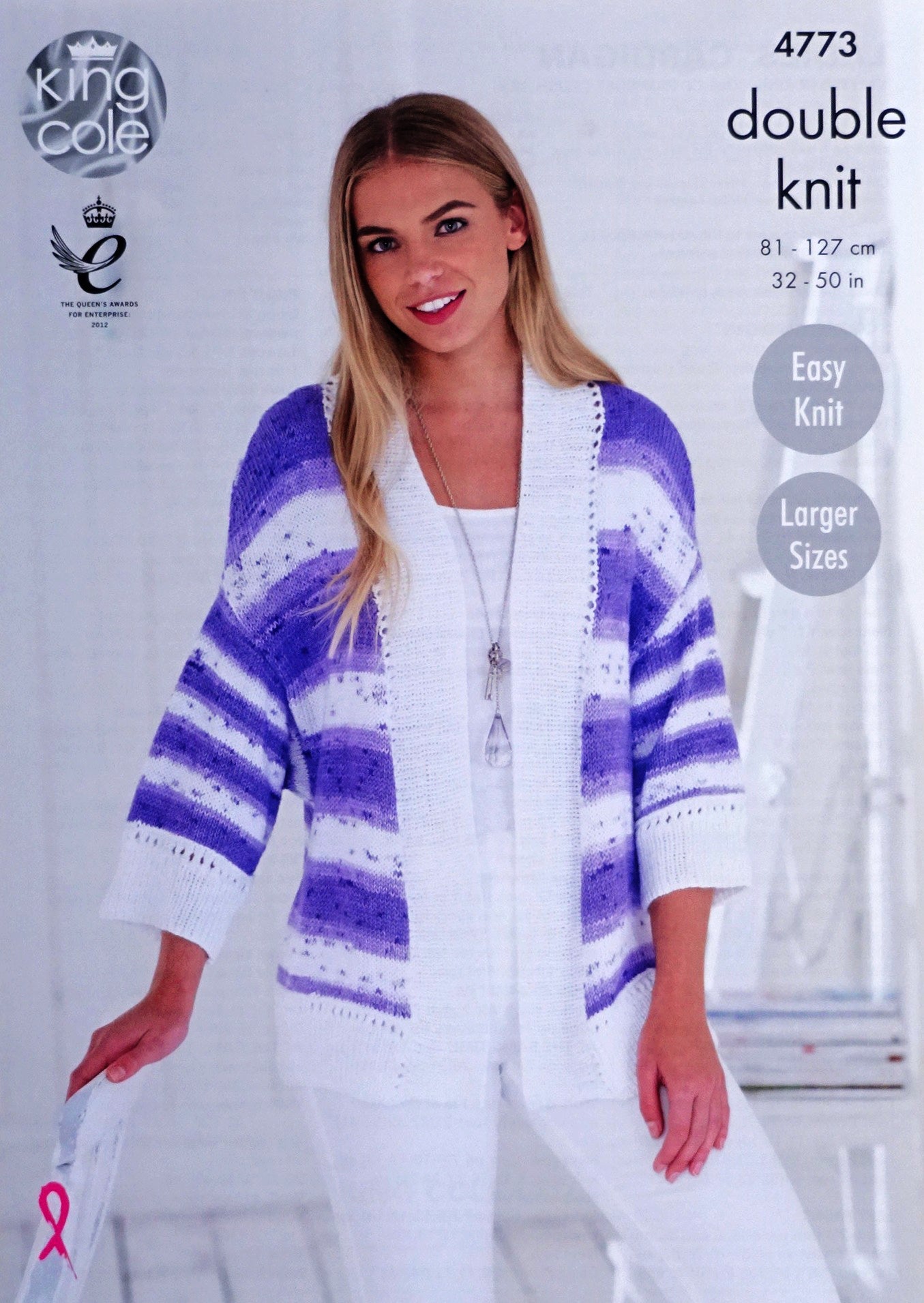 DIGITAL Knitting Pattern Ladies Easy Knit Jacket in Single or Two Colours DK King Cole 4773