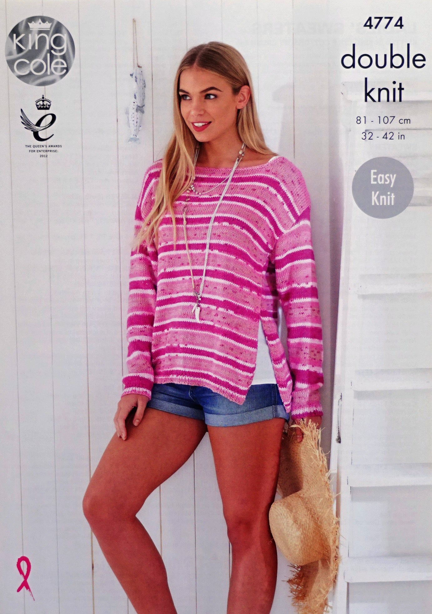 DIGITAL Knitting Pattern Ladies Easy Knit Slash Neck Top and Jumper DK King Cole 4774
