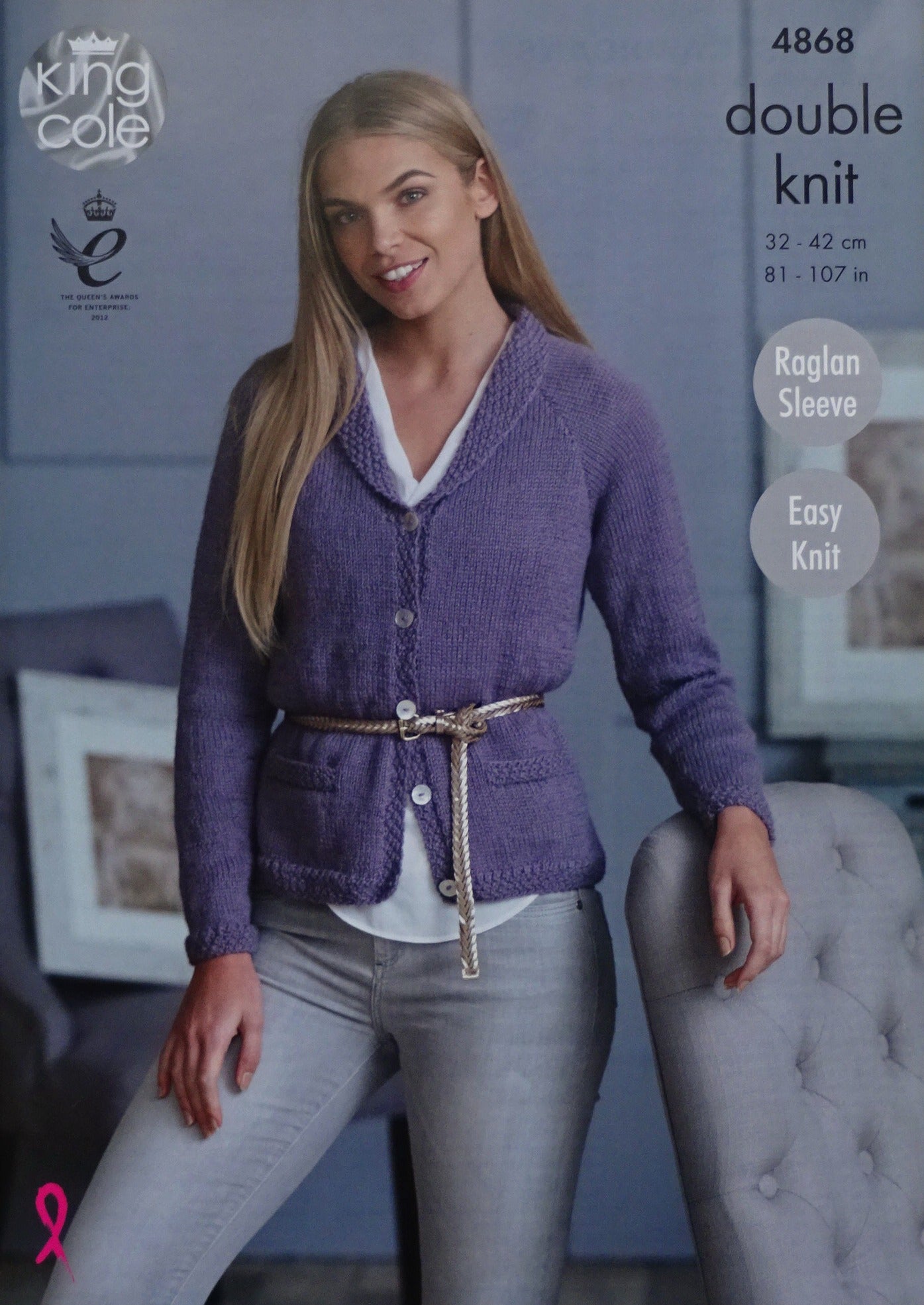 DIGITAL Knitting Pattern Ladies Easy Knit Cardigans with Roll Collar DK King Cole 4868