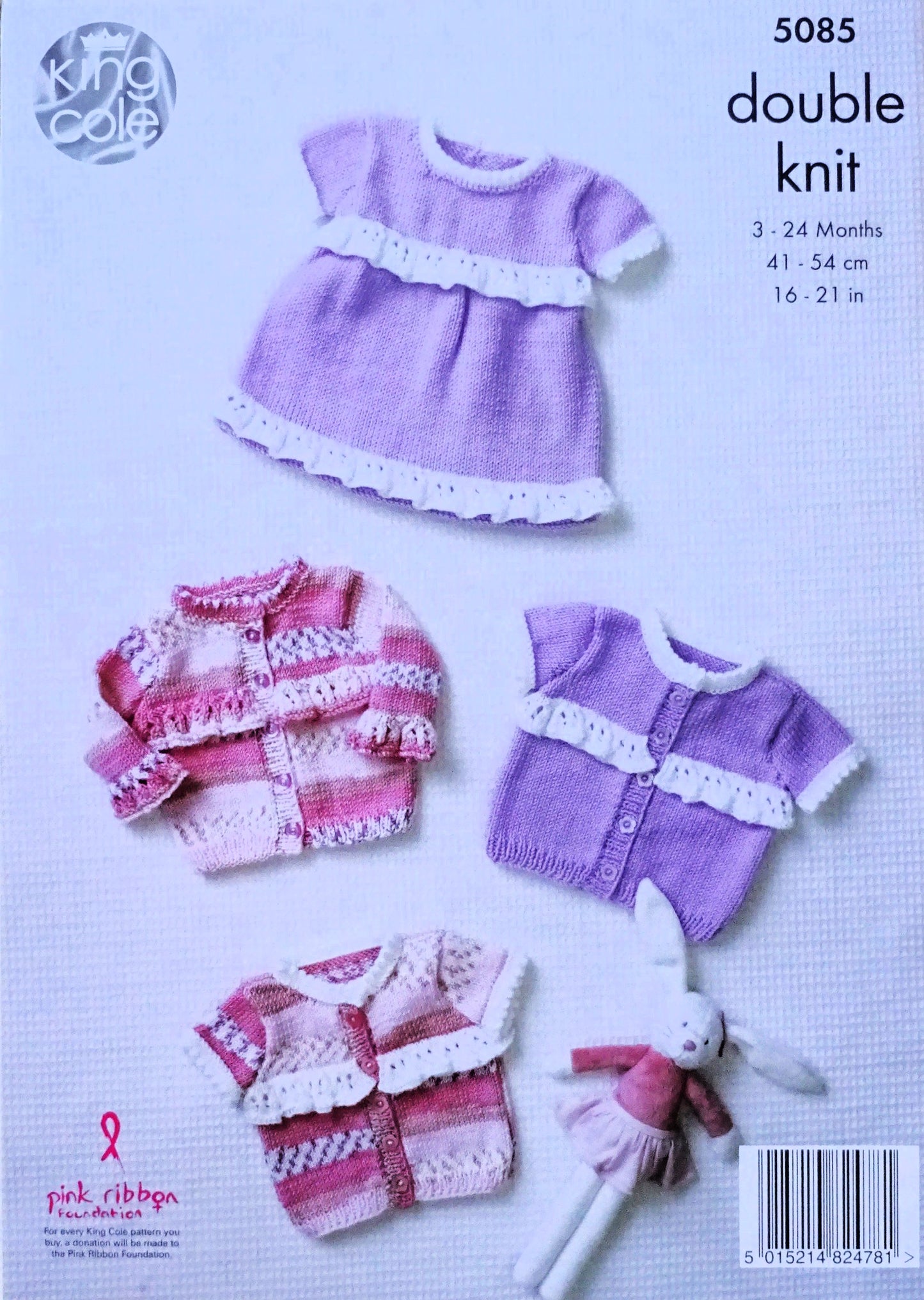 DIGITAL Knitting Pattern Baby Long or Short Sleeve Cardigan and Dress Cherish DK King Cole 5085