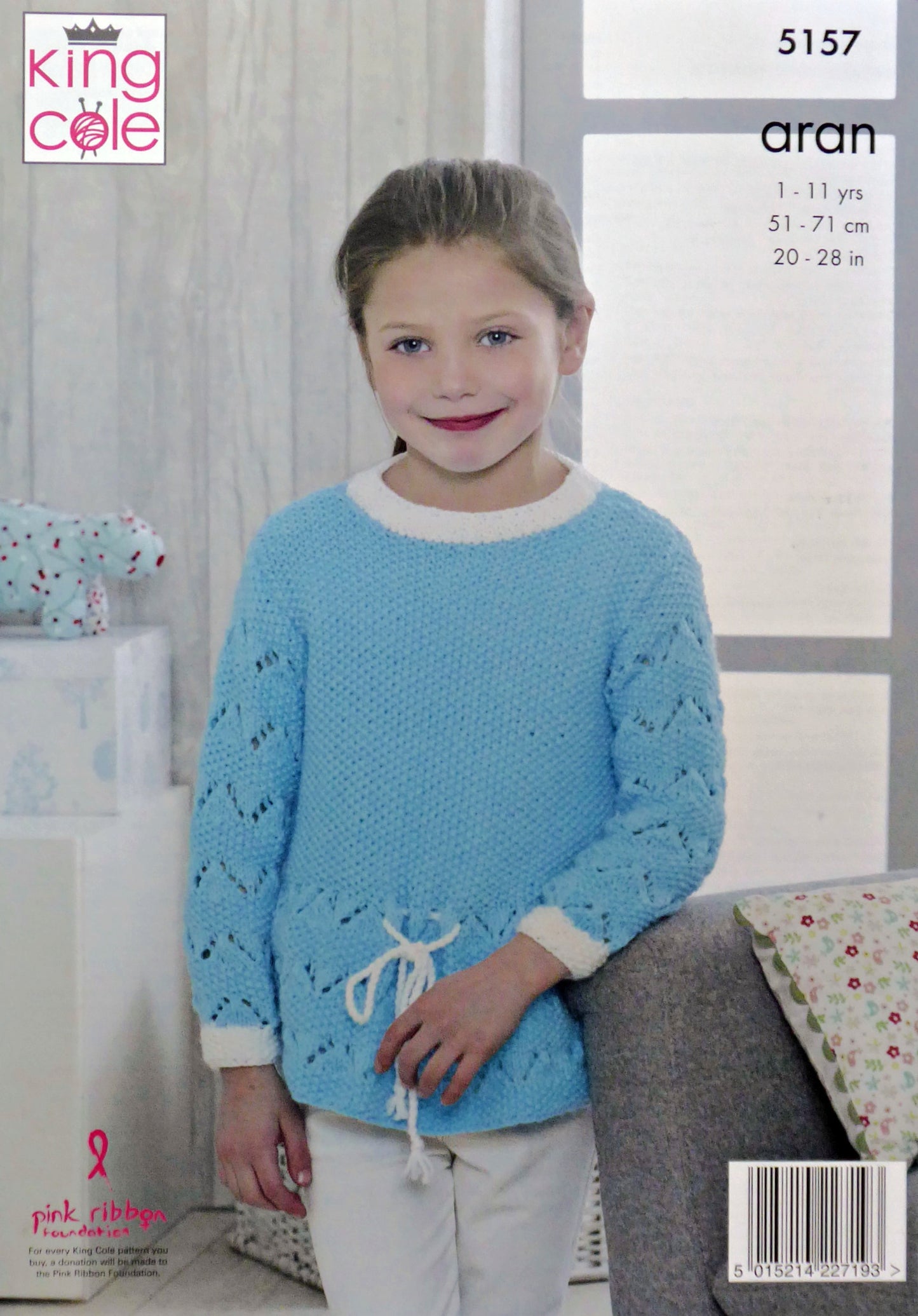 DIGITAL Knitting Pattern Girls Striped and Lace Tunics Aran King Cole 5157