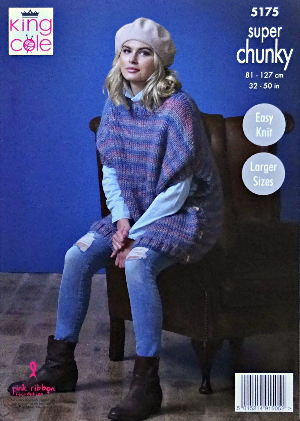 DIGITAL Knitting Pattern Ladies Polo Neck & Round Neck Side Button Poncho Super Chunky 5175