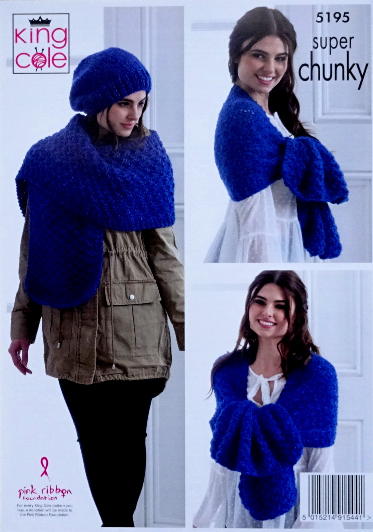 DIGITAL Knitting Pattern Ladies Easy Knit Jacket, Wrap, Scarf and Hat Super Chunky King Cole 5195