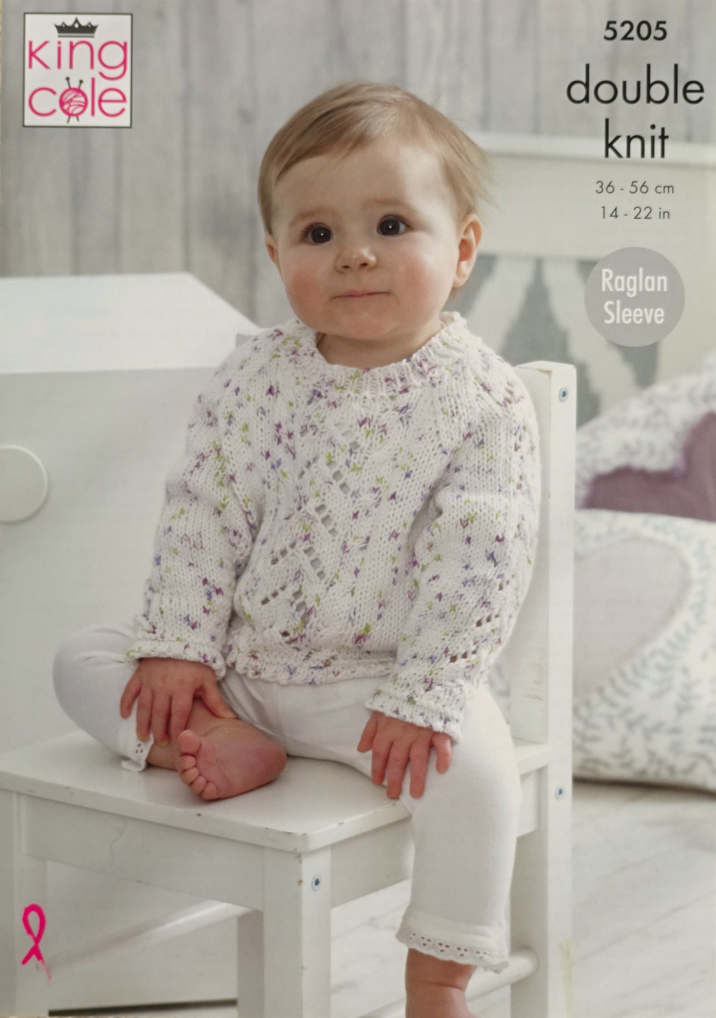DIGITAL Knitting Pattern Baby Plain, Striped or Contrast Border Jumpers Cottonsoft DK King Cole 5205