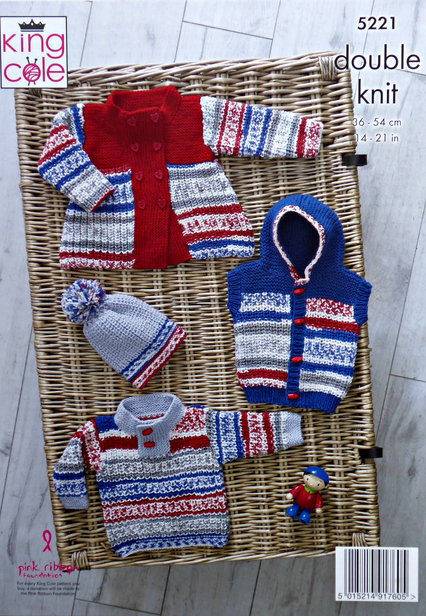 DIGITAL Knitting Pattern Baby Jumper Coat Hooded Gilet & Hat Cherish DK King Cole 5221