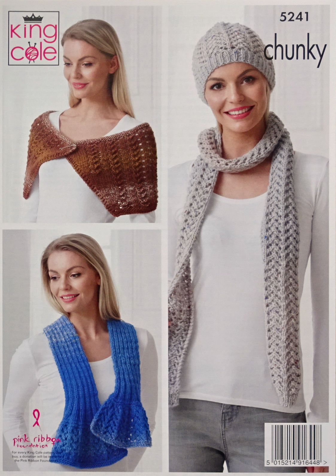 DIGITAL Knitting Pattern Ladies Lace Wrap, 3 Scarves and Hat King Cole 5241