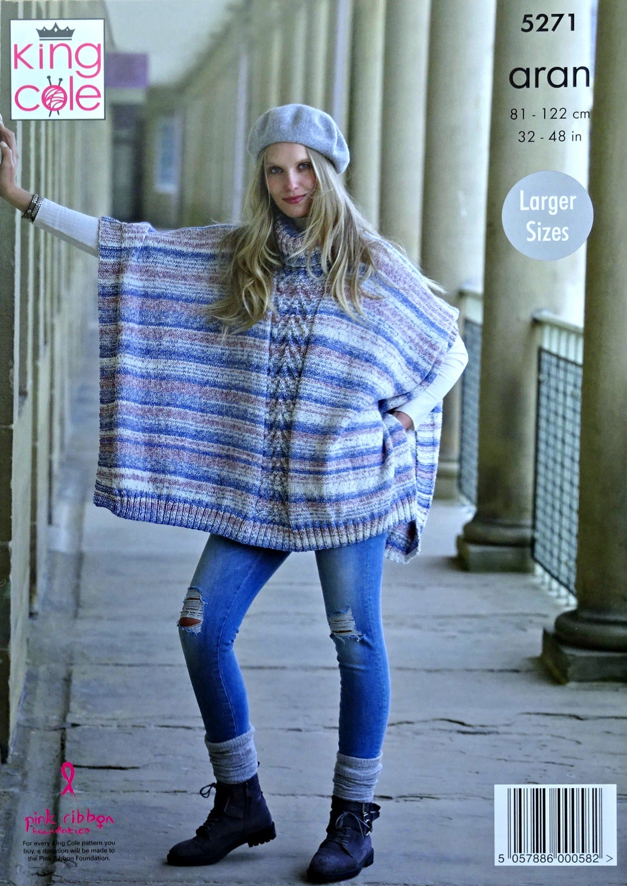 DIGITAL Knitting Pattern Ladies Round or Cowl Neck Cable Ponchos Drifter Aran King Cole 5271