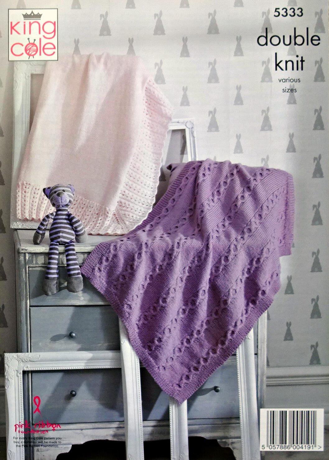 DIGITAL Knitting Pattern 4 Styles of Baby Blankets DK King Cole 5333
