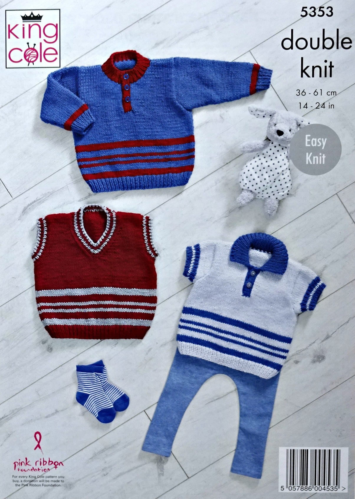 DIGITAL Knitting Pattern Baby 3 Styles Traditional Stripe Jumper Comfort DK King Cole 5353