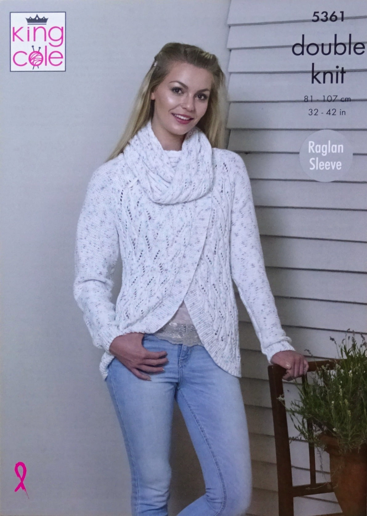 DIGITAL Knitting Pattern Ladies Lace Cardigan Cowl & Jumper Cottonsoft DK King Cole 5361
