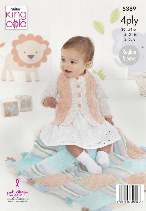 DIGITAL Knitting Pattern Baby Coat, Hat, Blanket and Cardigan 4ply King Cole 5389