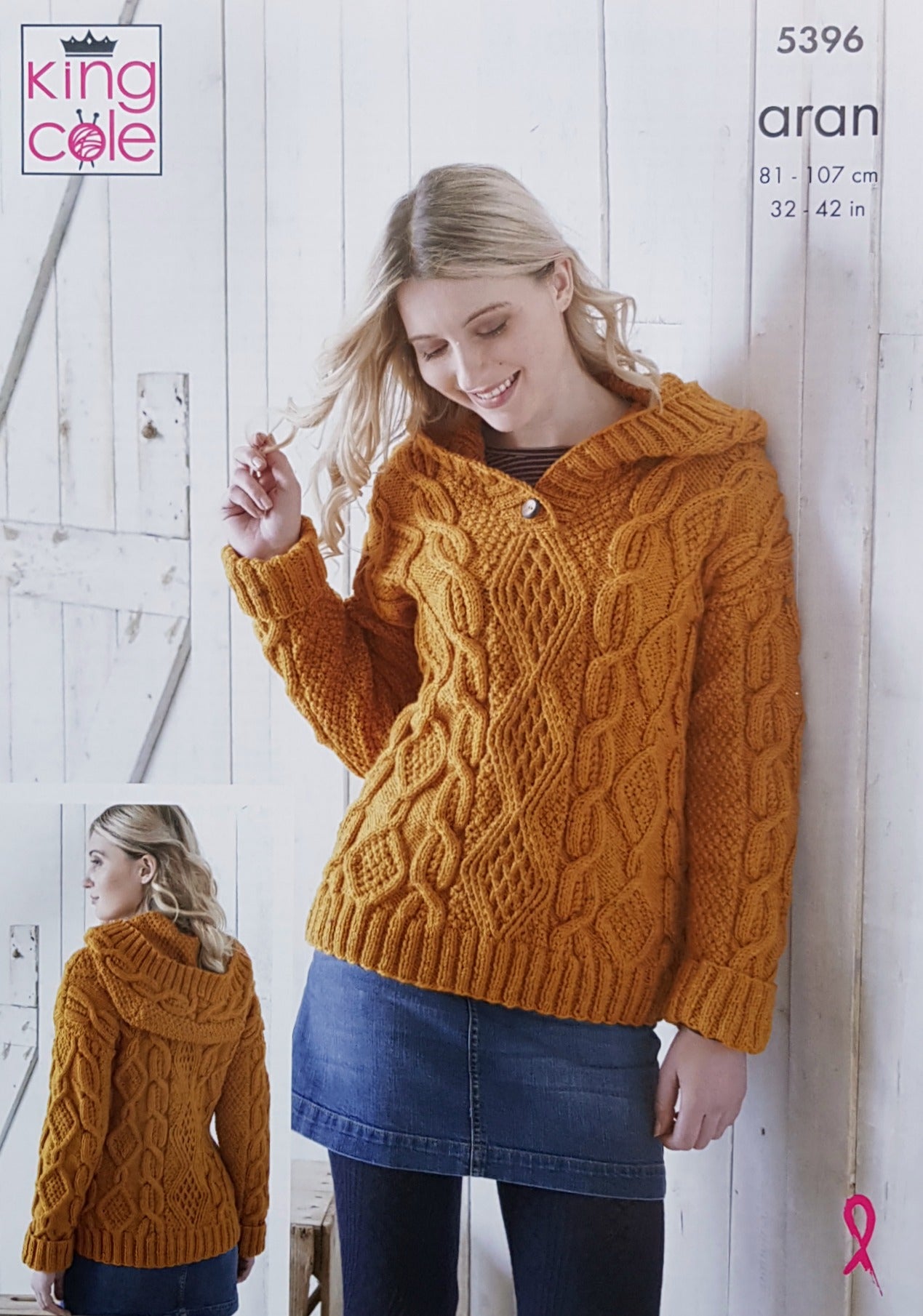 DIGITAL Knitting Pattern Ladies Cable Jumper, Poncho and Hand Warmers Aran King Cole 5396