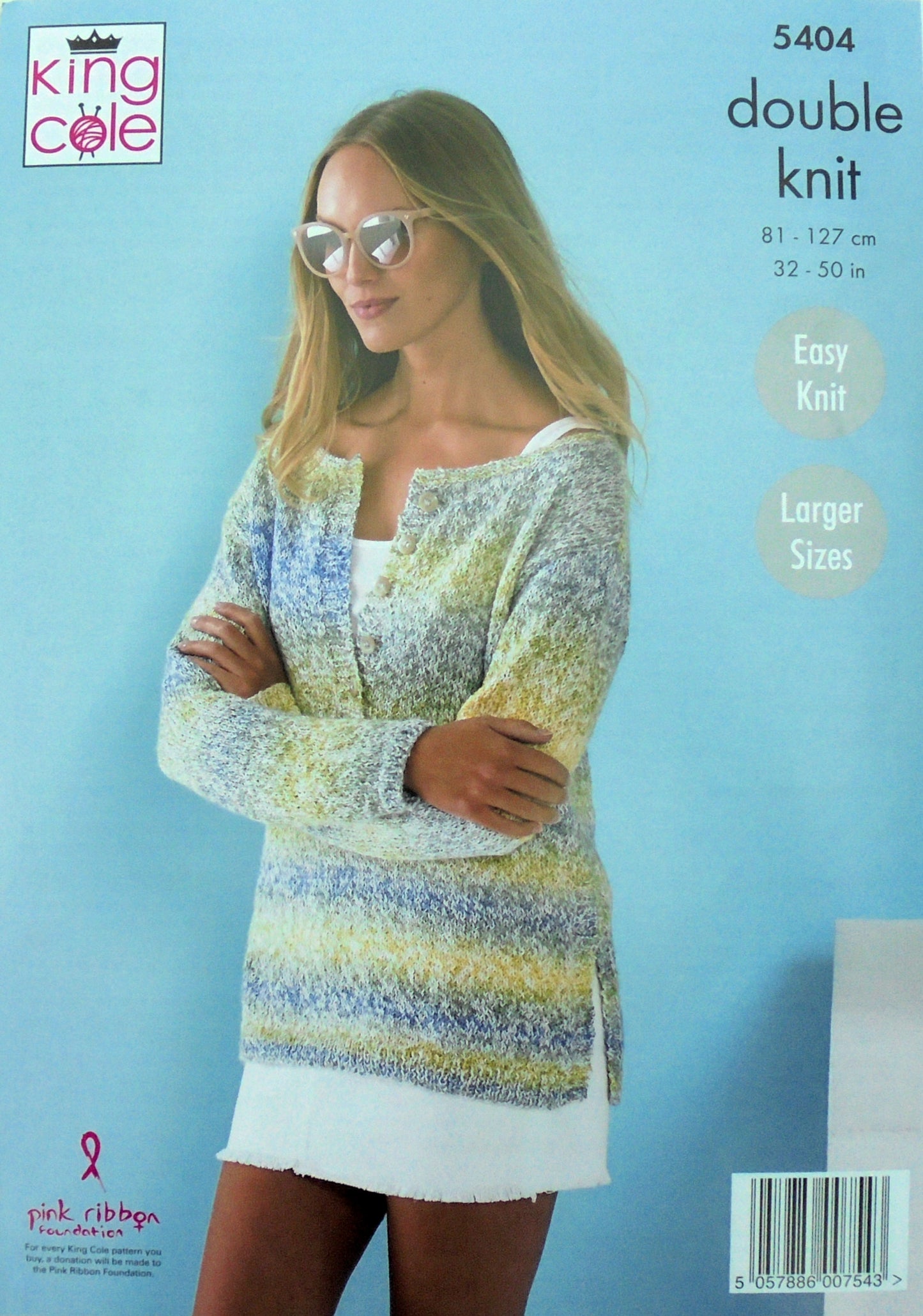 DIGITAL Knitting Pattern Ladies Easy Knit Long/Short Sleeve Button Neck Jumpers King Cole 5404