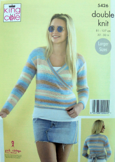 DIGITAL Knitting Pattern Ladies Wrap-Over Cardigans DK King Cole 5426