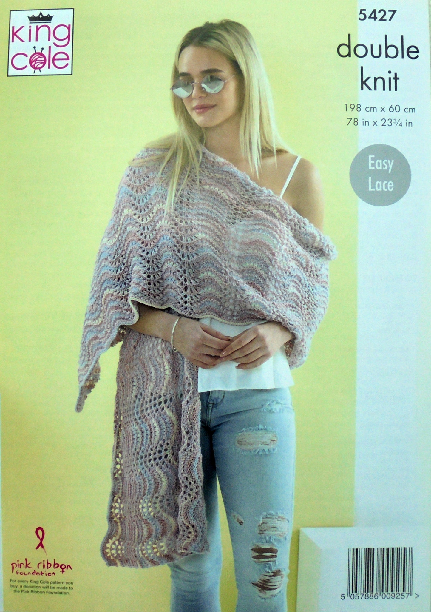 DIGITAL Knitting Pattern Ladies Boat Neck Jumper and Easy Lace Wrap DK King Cole 5427