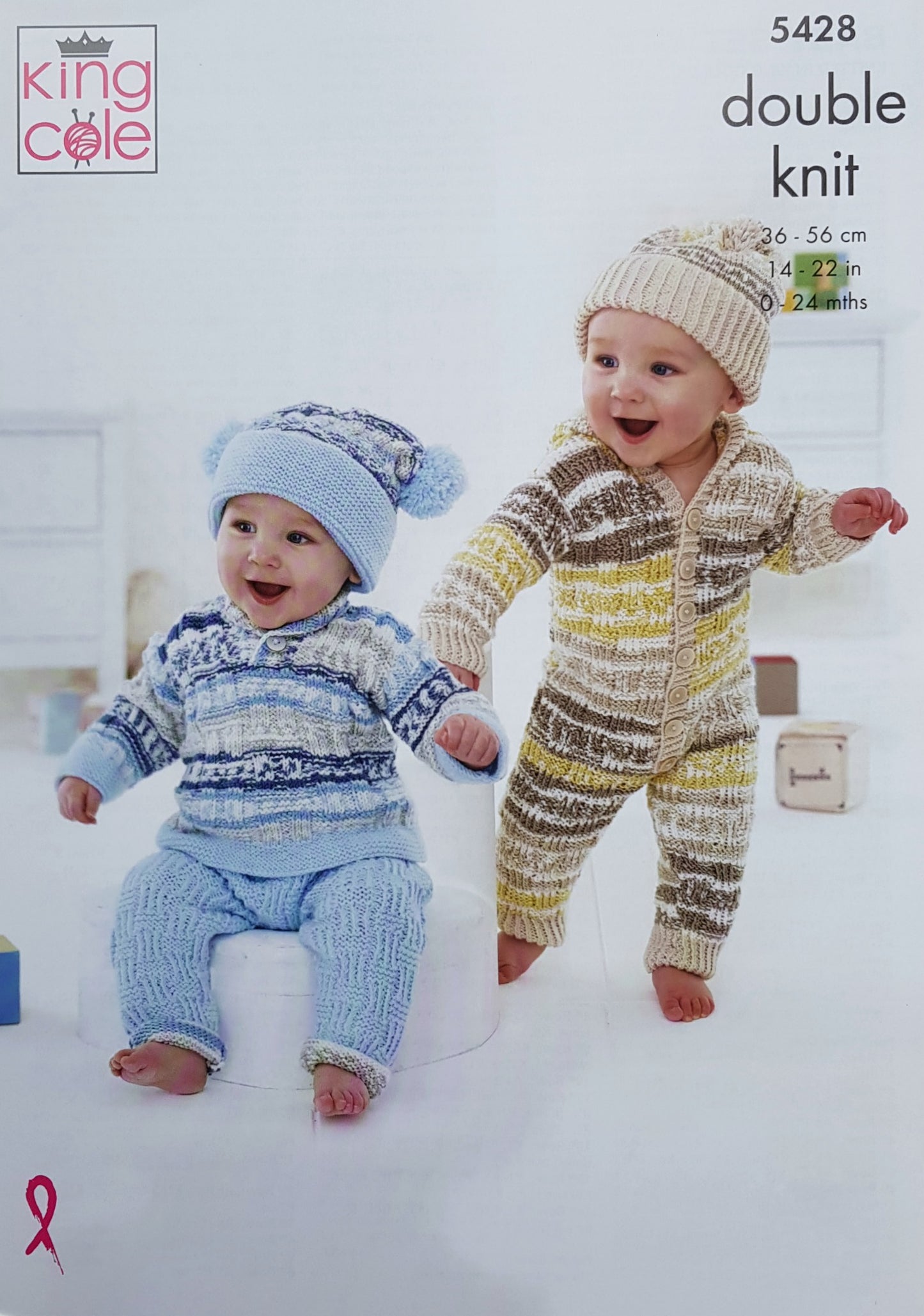 DIGITAL Knitting Pattern Baby Jumper Trousers All-In-One & Hats Cherish DK King Cole 5428