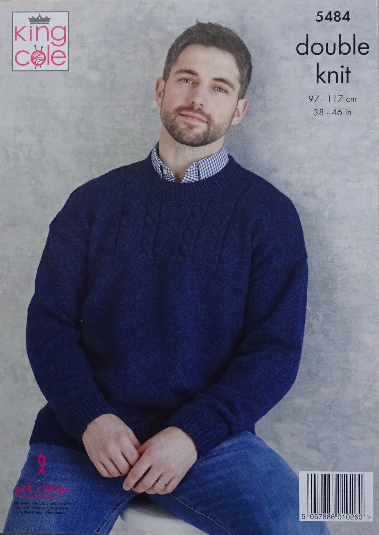 DIGITAL Knitting Pattern Mens Long Sleeve Cable Jumpers Drifter DK King Cole 5484