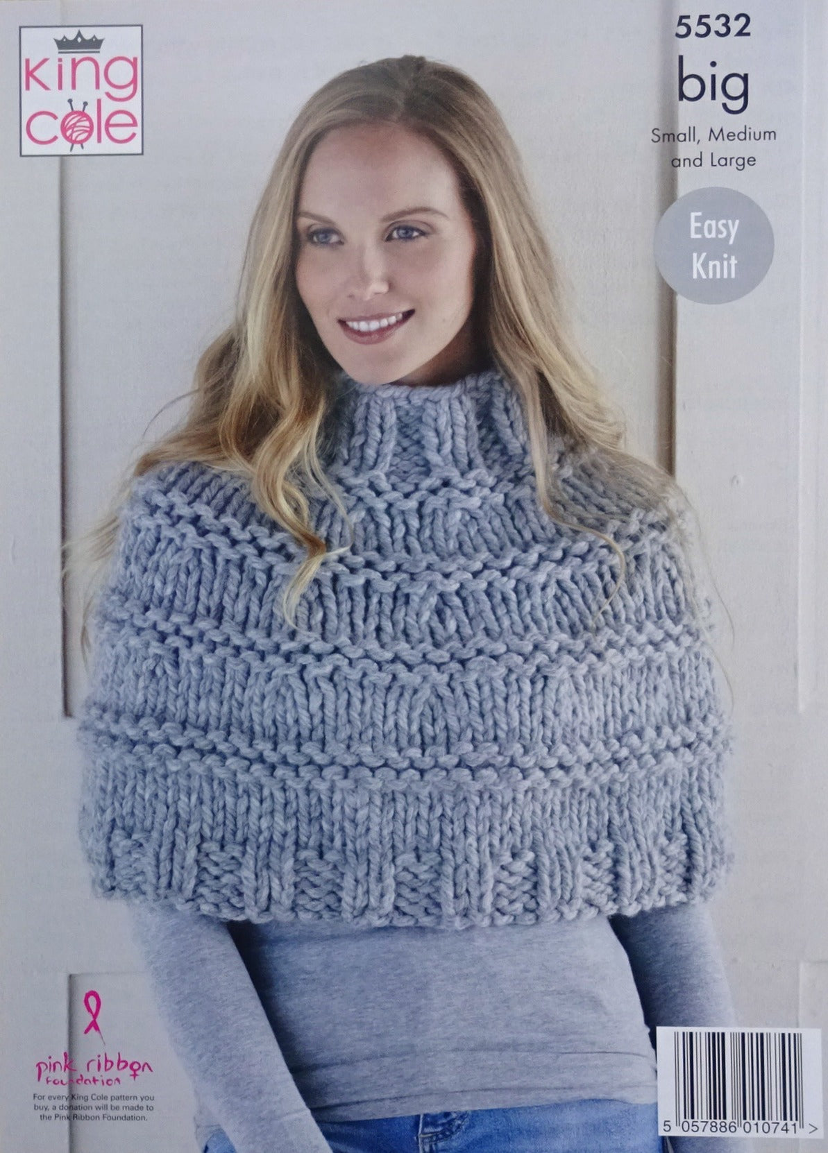 DIGITAL Knitting Pattern Ladies Very Easy Knit Wrap & Short Poncho Mega Chunky King Cole 5532