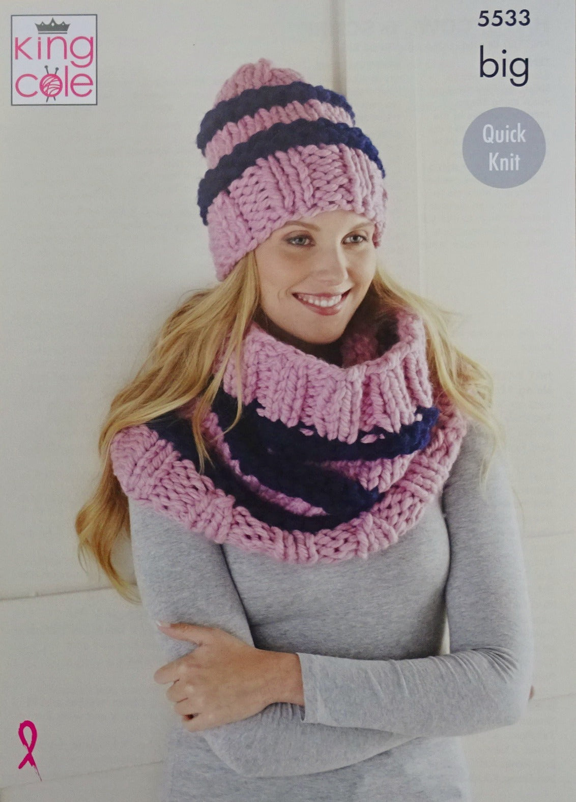 DIGITAL Knitting Pattern Ladies Very Easy Knit Hats, Scarf and Striped Cowl Mega Chunky King Cole 5533