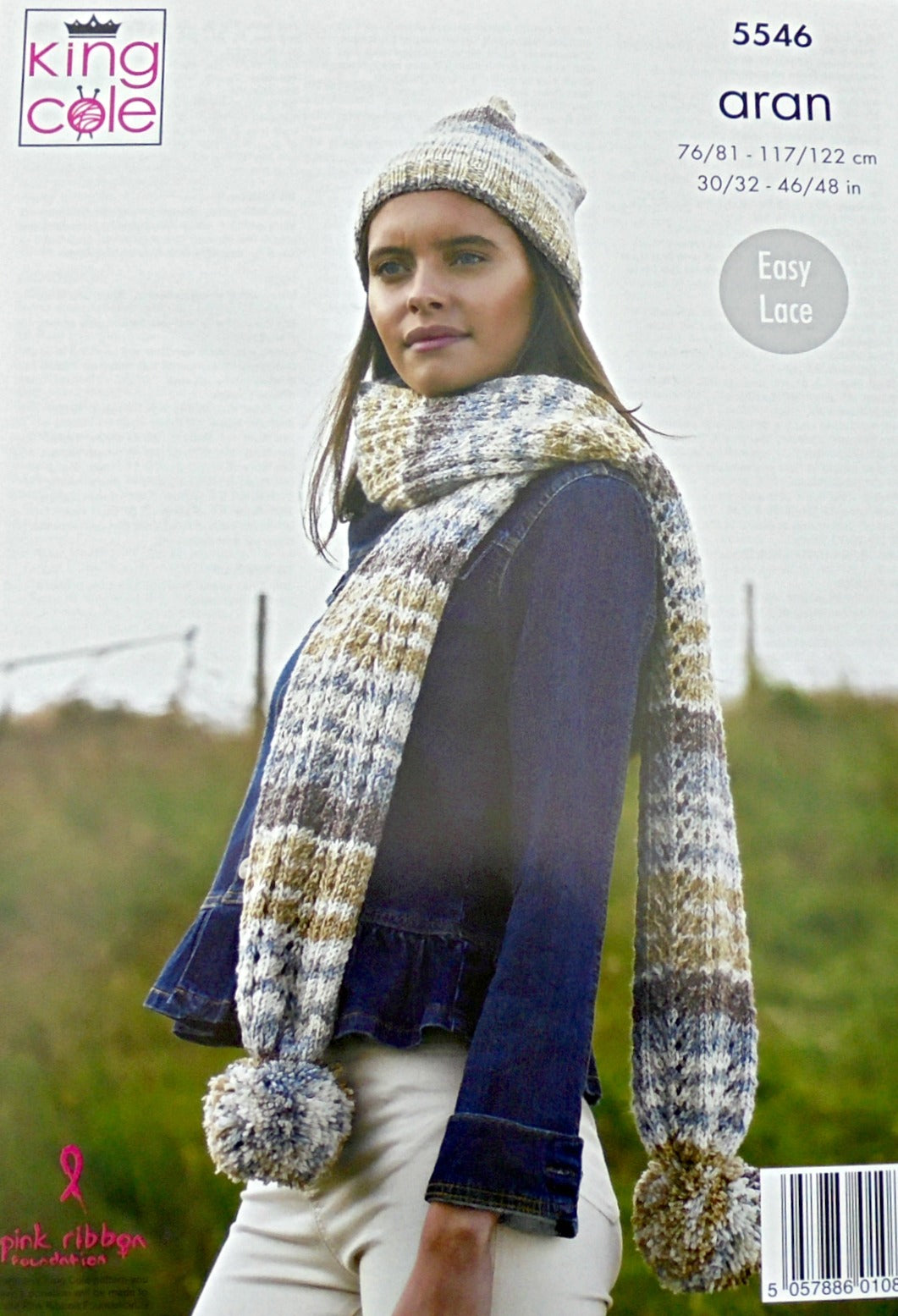 DIGITAL Knitting Pattern Ladies Lace Cardigan, Hat and Scarf Drifter Aran King Cole 5546