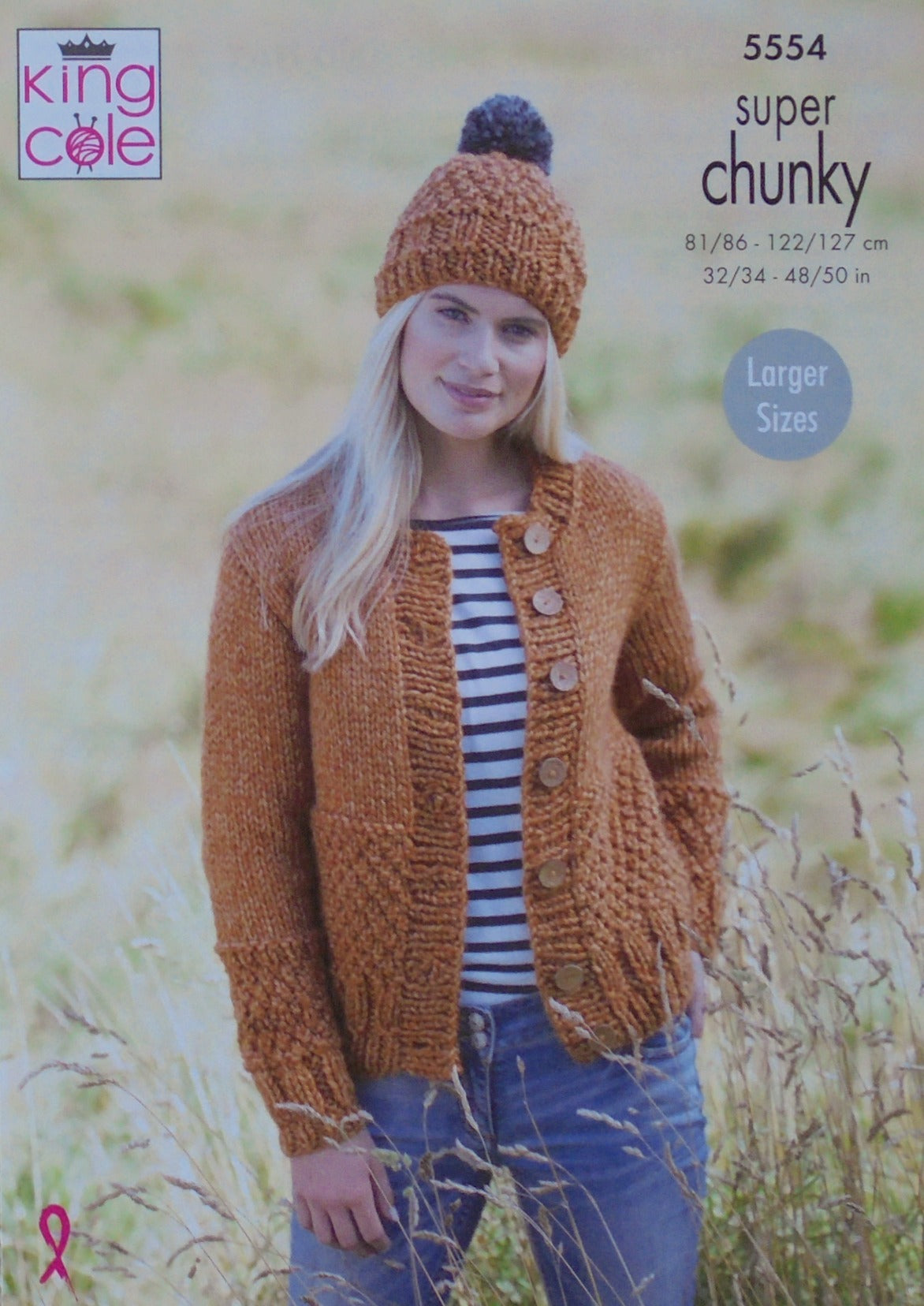 DIGITAL Knitting Pattern Ladies Moss Stitch Jacket Hat Scarf Super Chunky King Cole 5554