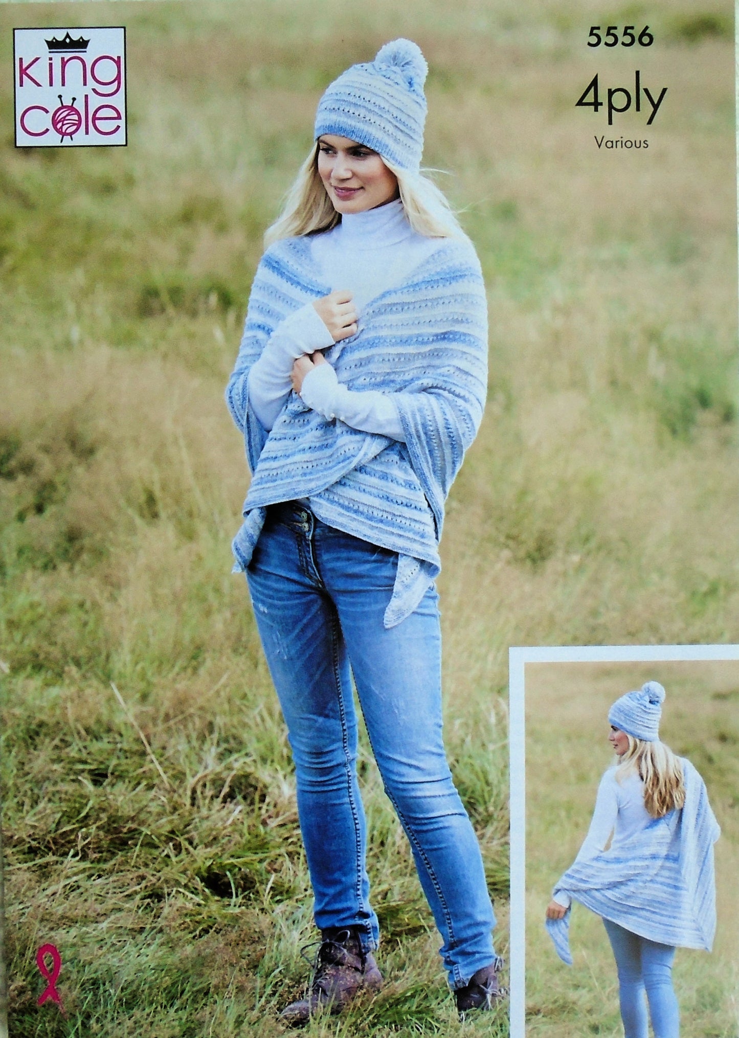 DIGITAL Knitting Pattern Ladies 2 Styles Shawl/Wraps & Hats Drifter 4ply King Cole 5556
