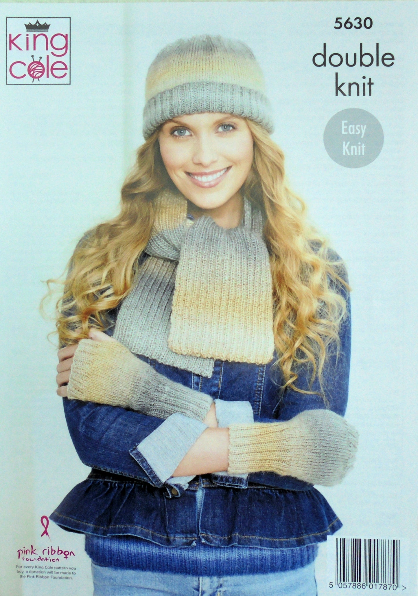 DIGITAL Knitting Pattern Ladies Hat, Scarf, Wristwarmers and Jumper Riot DK King Cole 5630