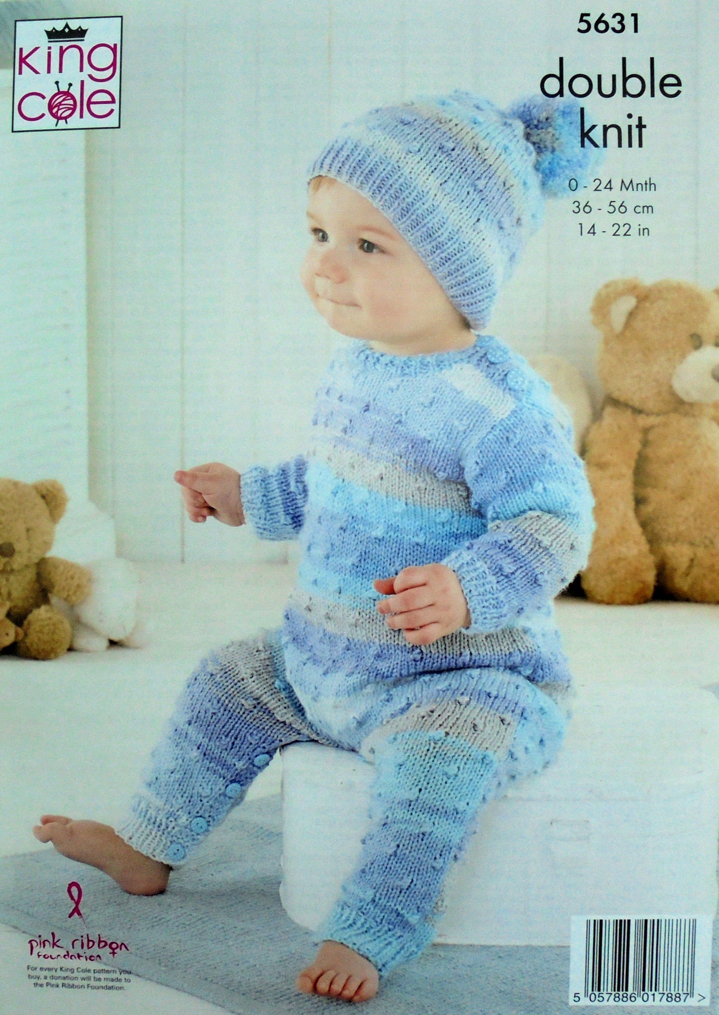 DIGITAL Knitting Pattern Baby Bobble Dress 2 Styles Hat & All-In-One DK King Cole 5631