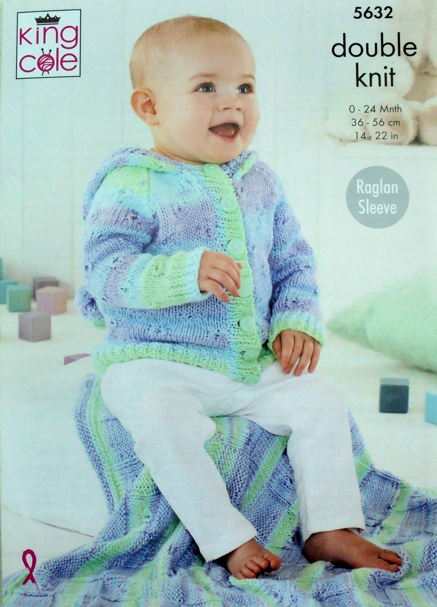 DIGITAL Knitting Pattern Baby Blanket, Hoodie, Hat & Frill Jumper Cottonsoft DK King Cole 5632