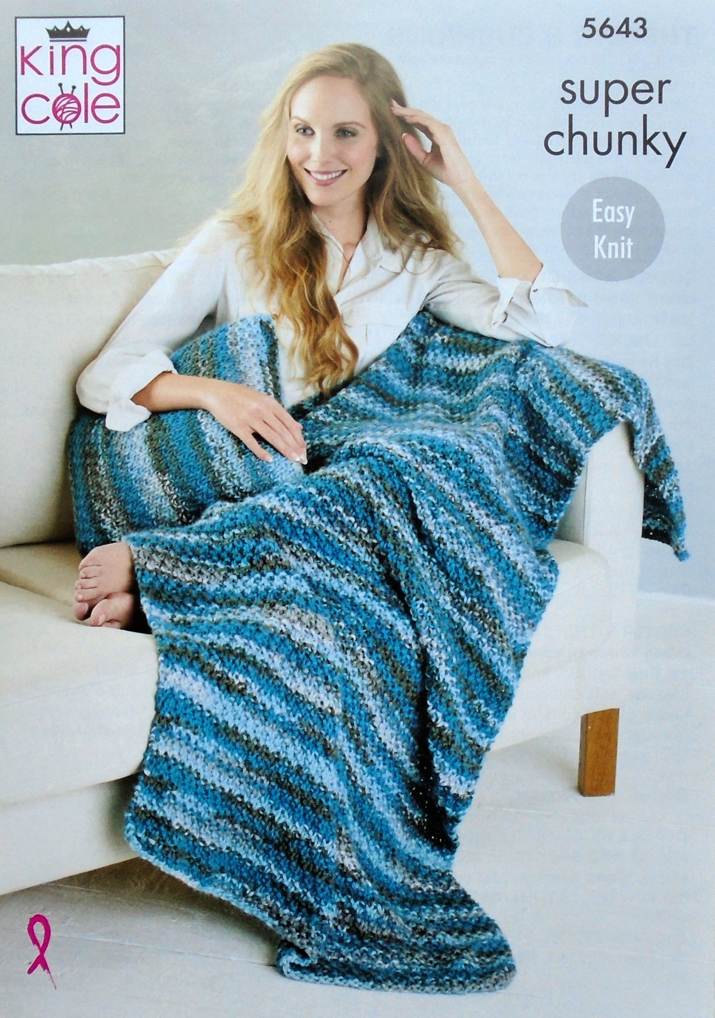 DIGITAL Knitting Pattern Easy Knit Throw and Cushions 2 Styles Super Chunky King Cole 5643