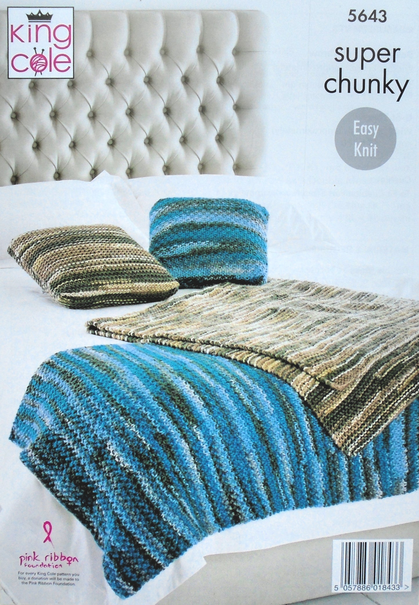 DIGITAL Knitting Pattern Easy Knit Throw and Cushions 2 Styles Super Chunky King Cole 5643
