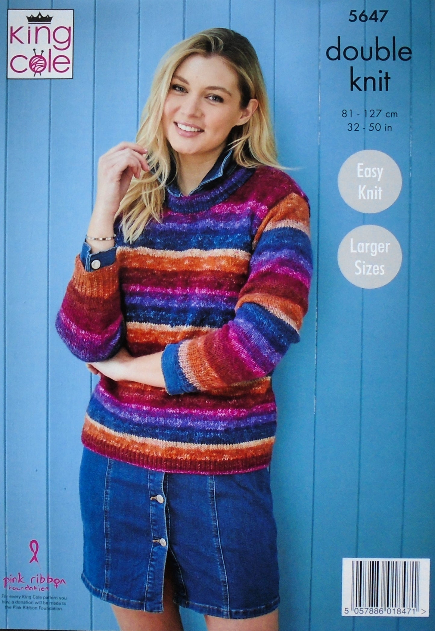 DIGITAL Knitting Pattern Ladies Easy Knit Round or High Neck Jumper DK King Cole 5647