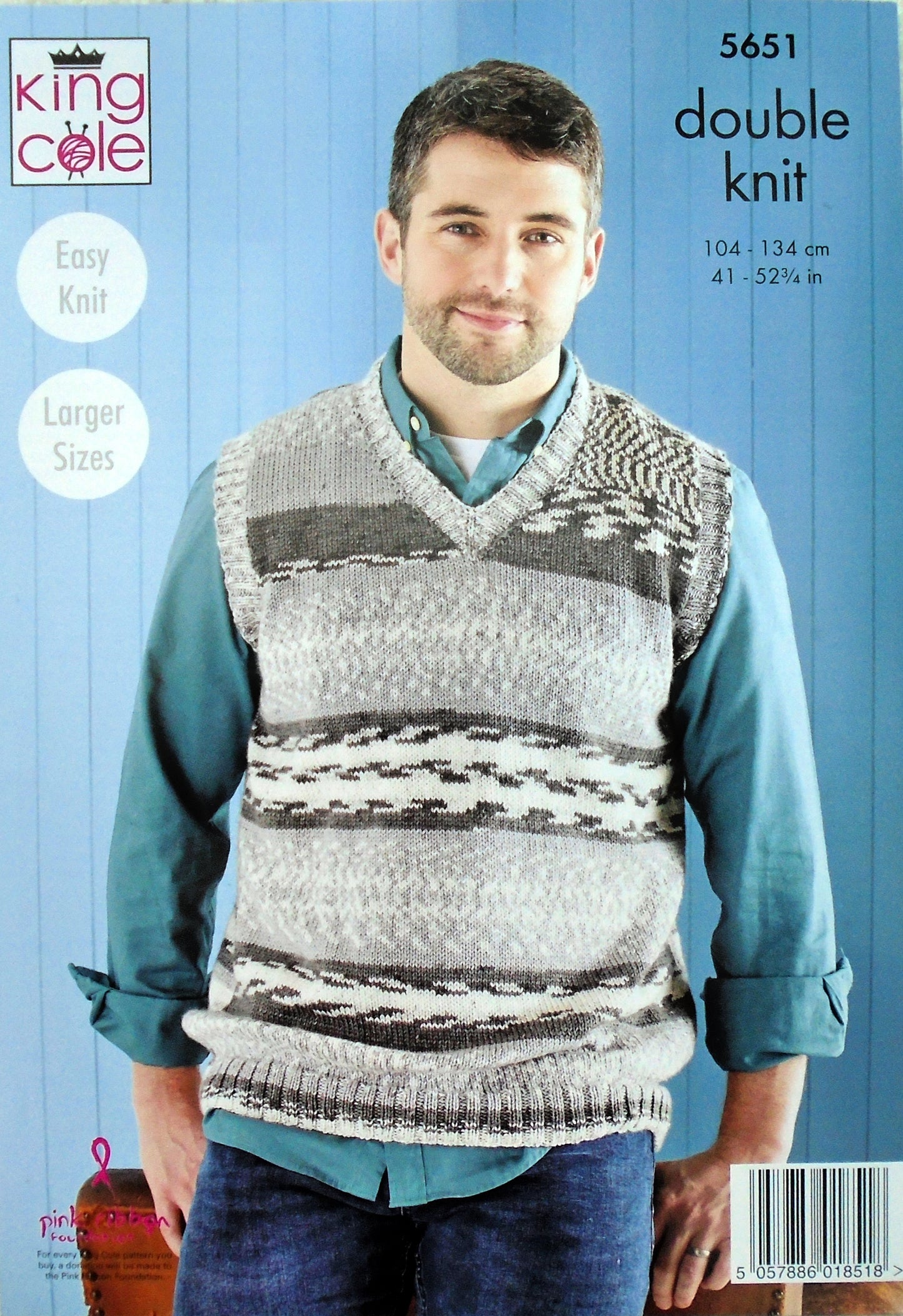 DIGITAL Knitting Pattern Mens Easy Knit V-Neck Slipover & Jumper DK King Cole 5651